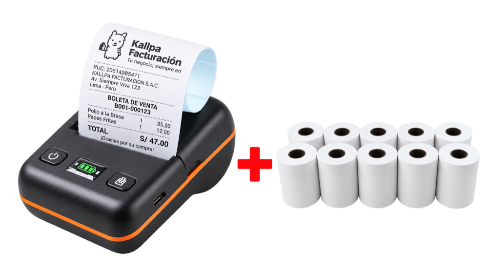 Pack Impresora Kallpa-58L + 10 Rollos